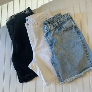 Wild Fable Black, White, and Blue Denim Shorts Trio Size 12 NWOT